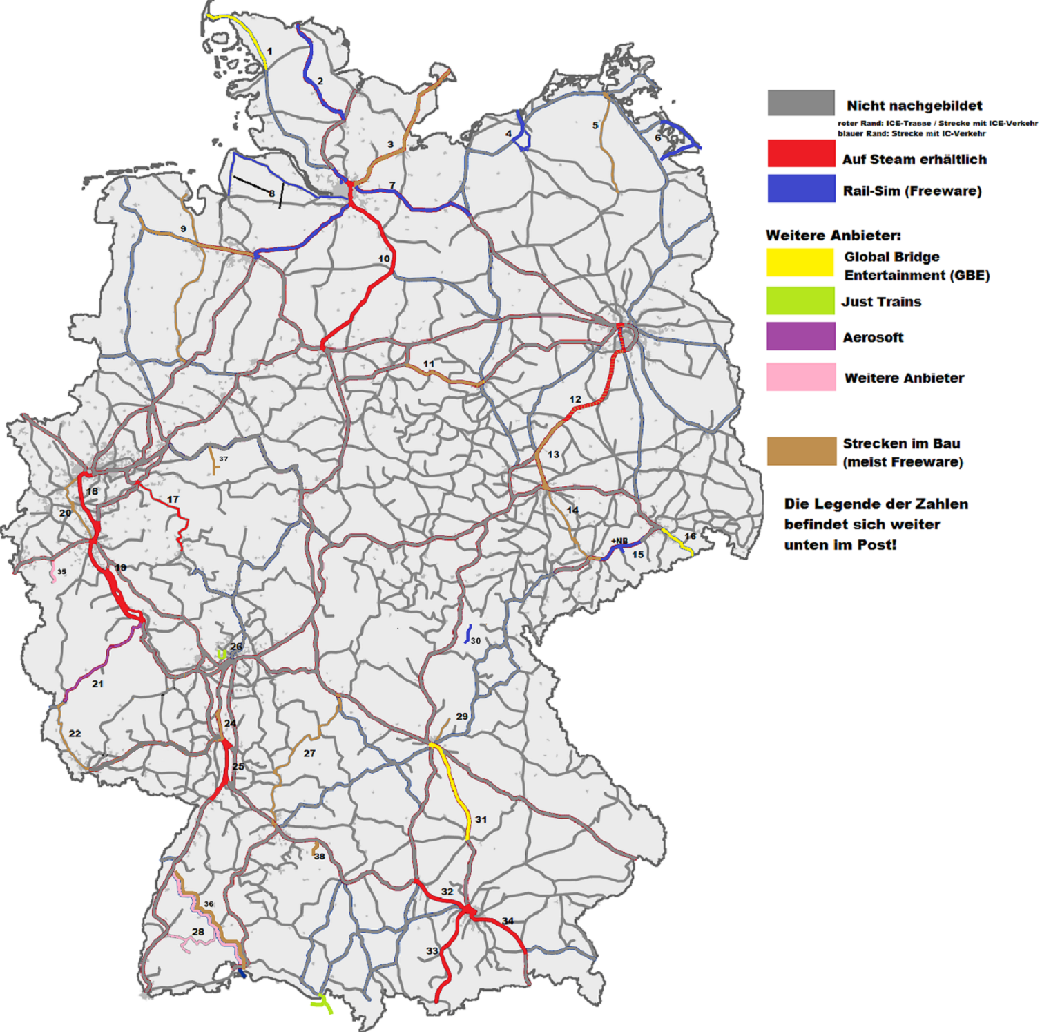 Karte aller deutschen Train Simulator Strecken - Sonstiges - Rail-Sim